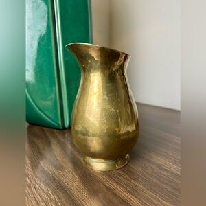 vintage solid brass sliver plated floral vase